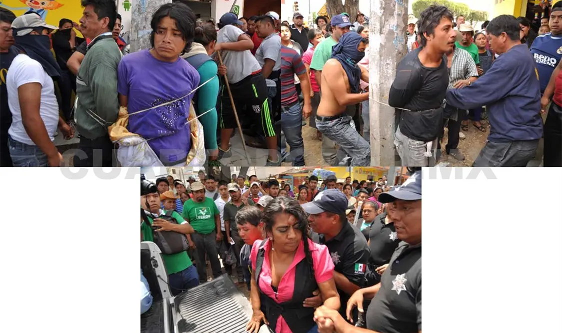 Golpean y amarran a acusados de robo