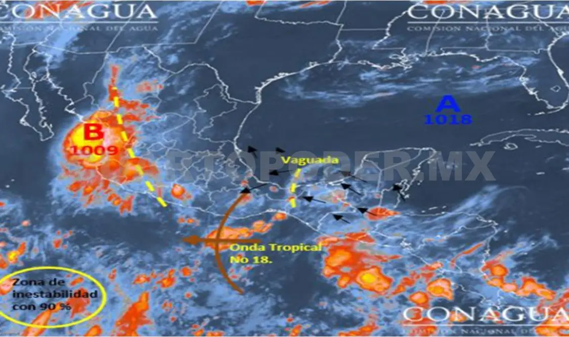 Una vaguada inducida por el calentamiento de la superficie sobre la Península de Yucatán estará ocasionando que el viento domine del Norte y Noreste con rachas cercanas a los 45 kilómetros por hora en la porción norte de Chiapas, informaron autoridades del Sistema Estatal de Protección Civil. Cortesía. CP