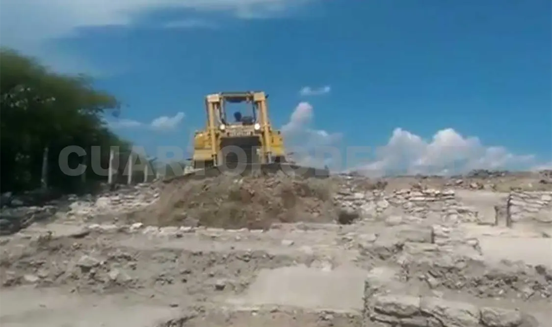 Pobladores se manifiestan por destrucción de restos arqueológicos
