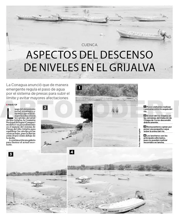 Aspectos del descenso de niveles en el Grijalva