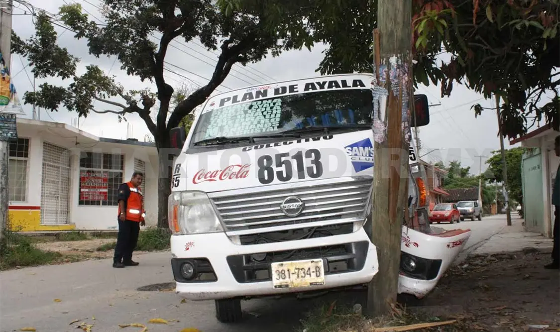 Colectivo de la R-85 derriba un poste