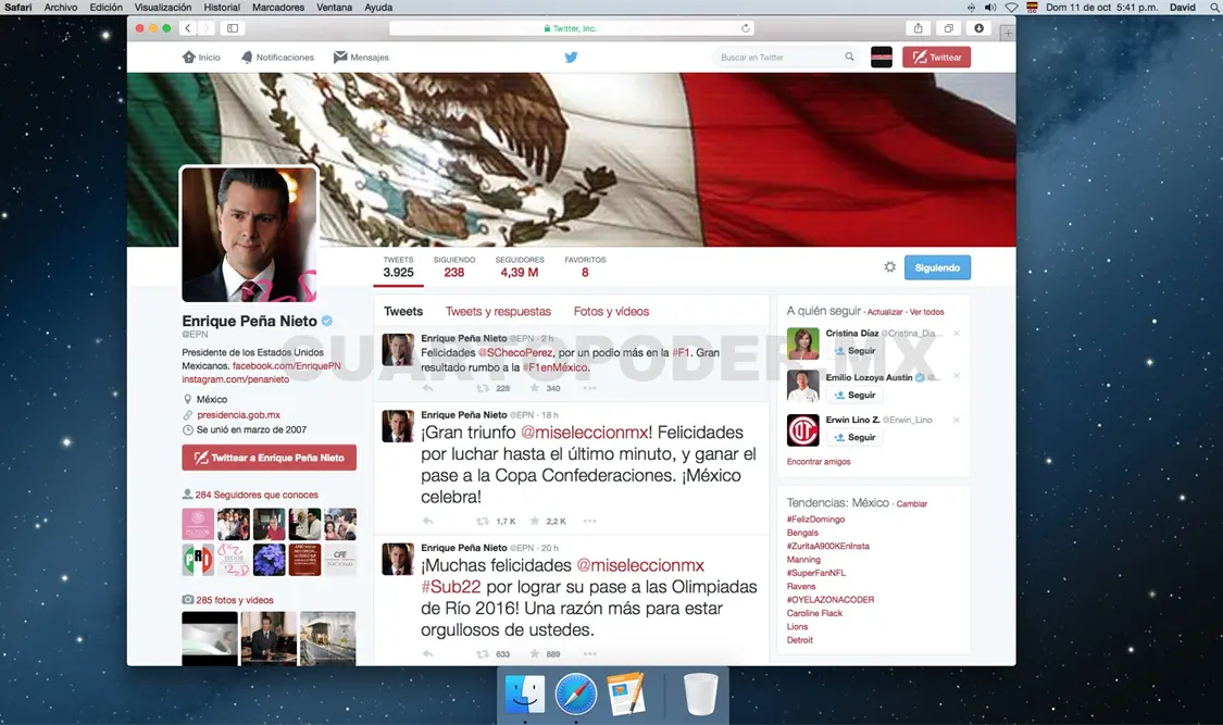 Mensajes del Presidente en su cuenta oficial @EPN en Twitter. Agencias