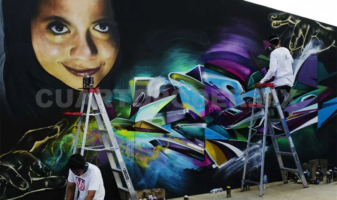 Este es uno de los murales que se realizaron en el marco de la FIL del Zócalo. Agencias