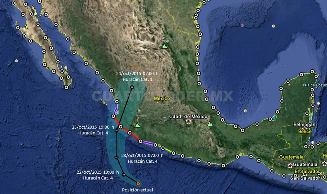 Debido a su rápido desplazamiento, se prevé que el huracán Patricia impacte en mañana por la tarde / Agencias