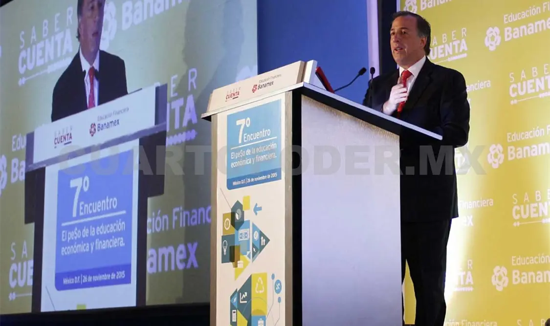 Meade Kuribreña participó en el Séptimo Encuentro de Educación Financiera. Notimex