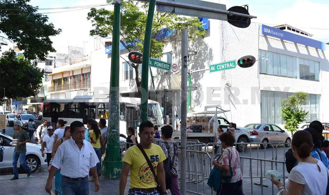 Tráfico en el centro de Tuxtla Gutiérrez
