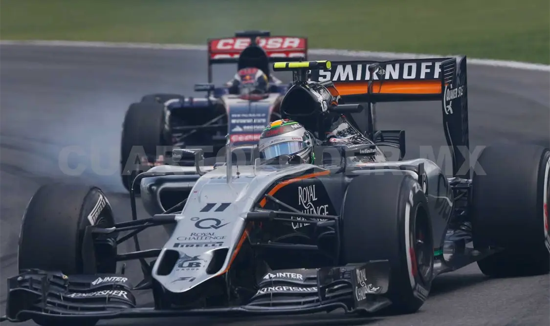 El piloto mexicano manifestó su beneplácito por que su equipo Force India obtuvo la quinta posición del campeonato. Cortesía