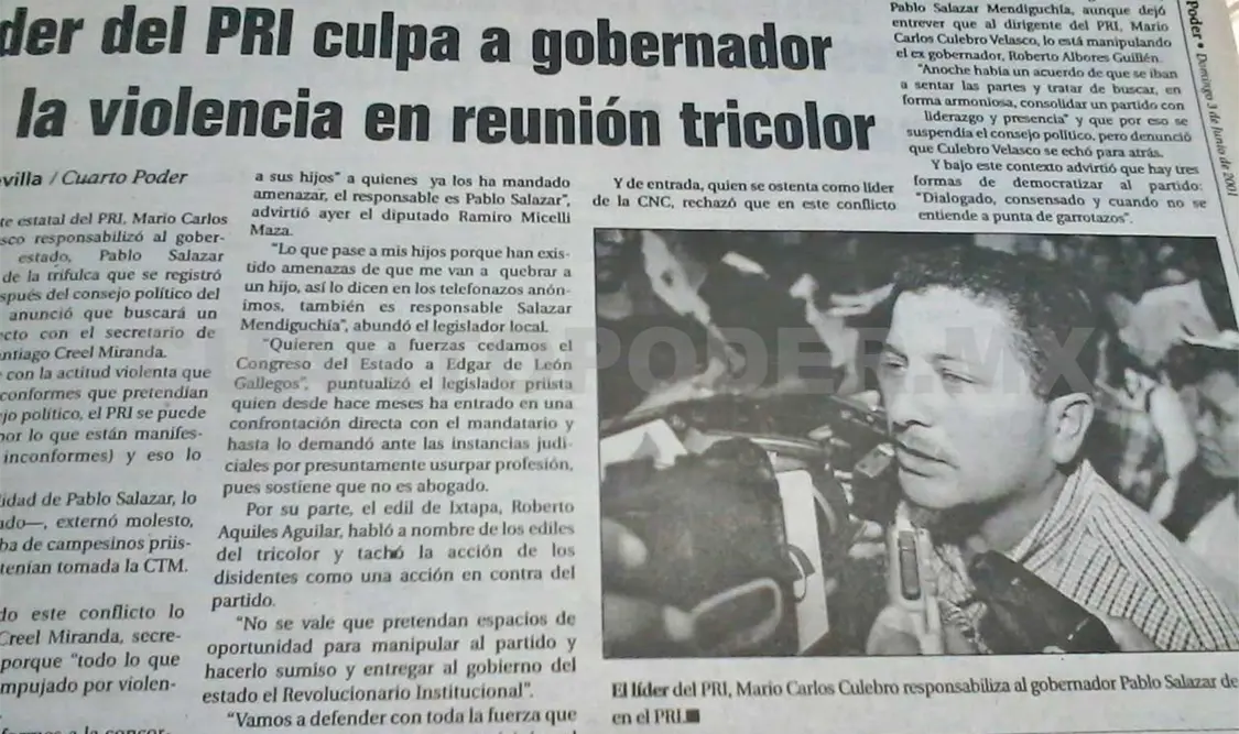 Aspecto de la información publicada en 2001. CP