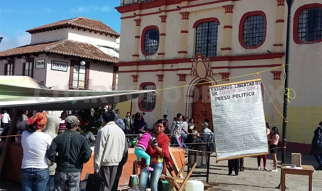 Aspecto del plantón donde piden la liberación de Agustín Díaz Gómez. Elio Henríquez / CP