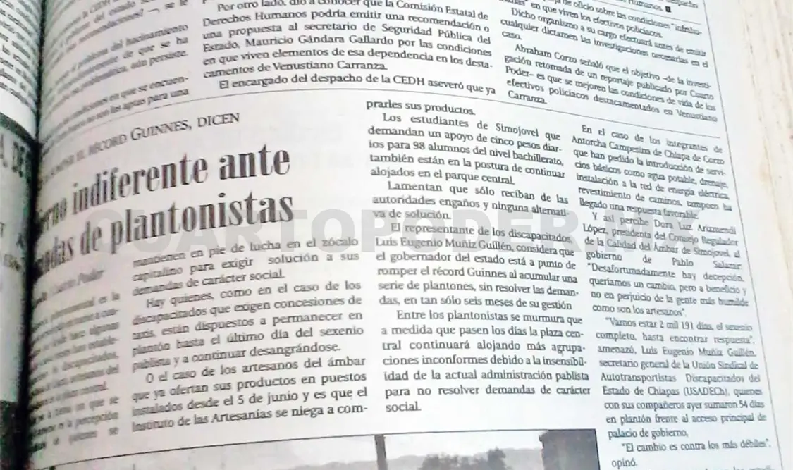 Siniestro pasado: Gobierno, indiferente ante plantonistas