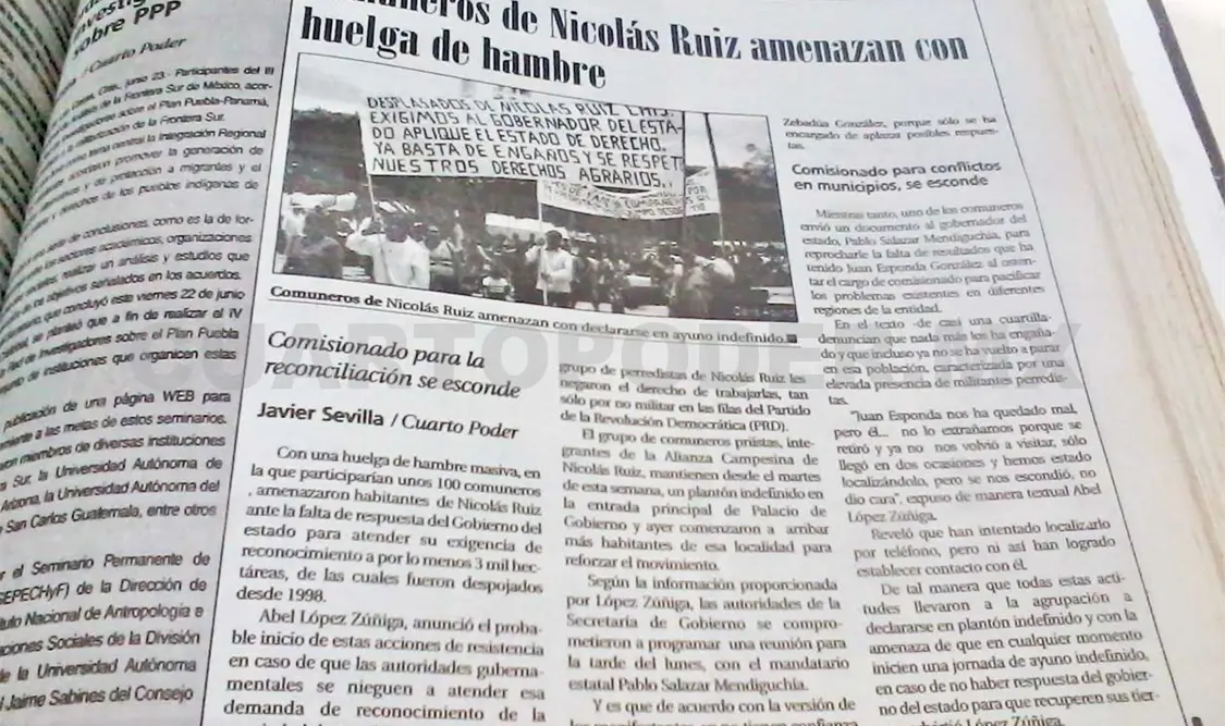 Siniestro pasado: Comuneros amenazan con huelga de hambre