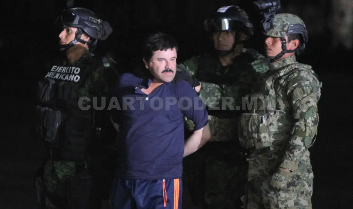 El Chapo Guzmán fue presentado anoche tras su captura en Los Mochis, Sinaloa. NTX