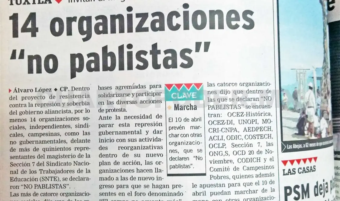 Siniestro pasado: 14 organizaciones se declaran antipablistas