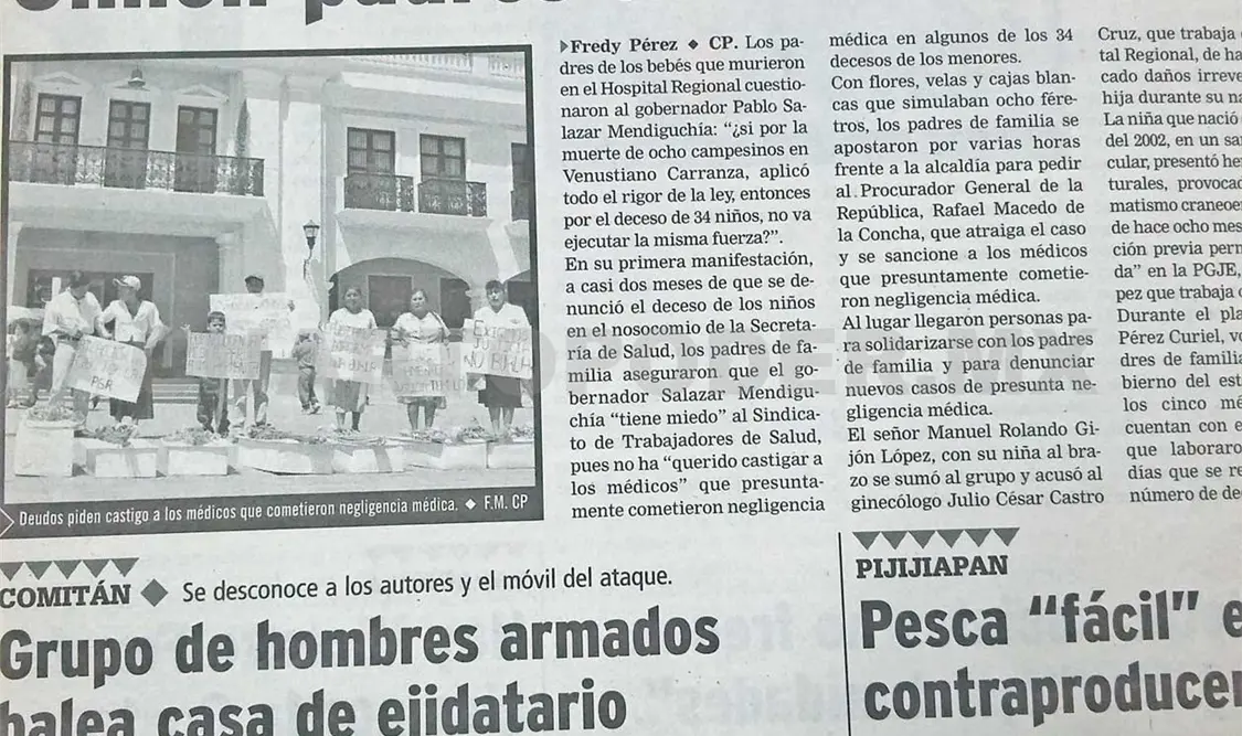 Siniestro pasado: Padres de bebés muertos exigen justicia