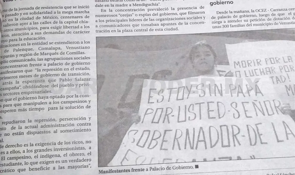 Siniestro pasado: Repudian actitud represiva de gobierno pablista