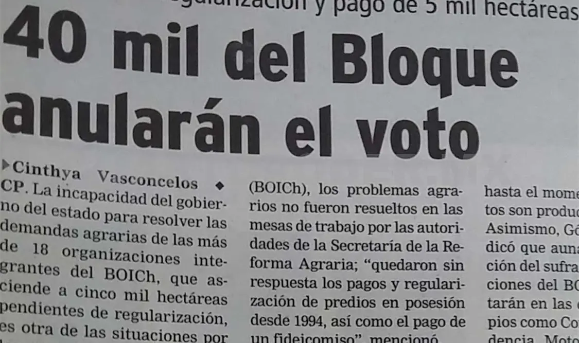 Alrededor de 40 mil boichistas anunciaron que no votarían el 6 de julio pues “los candidatos eran productos del dedazo”. CP