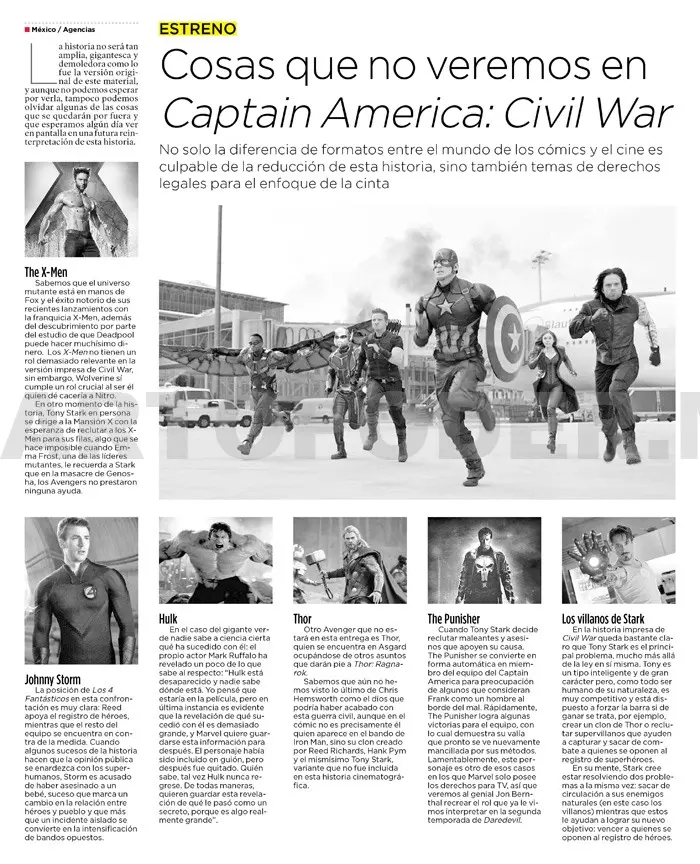 Cosas que no veremos en Captain America: Civil War