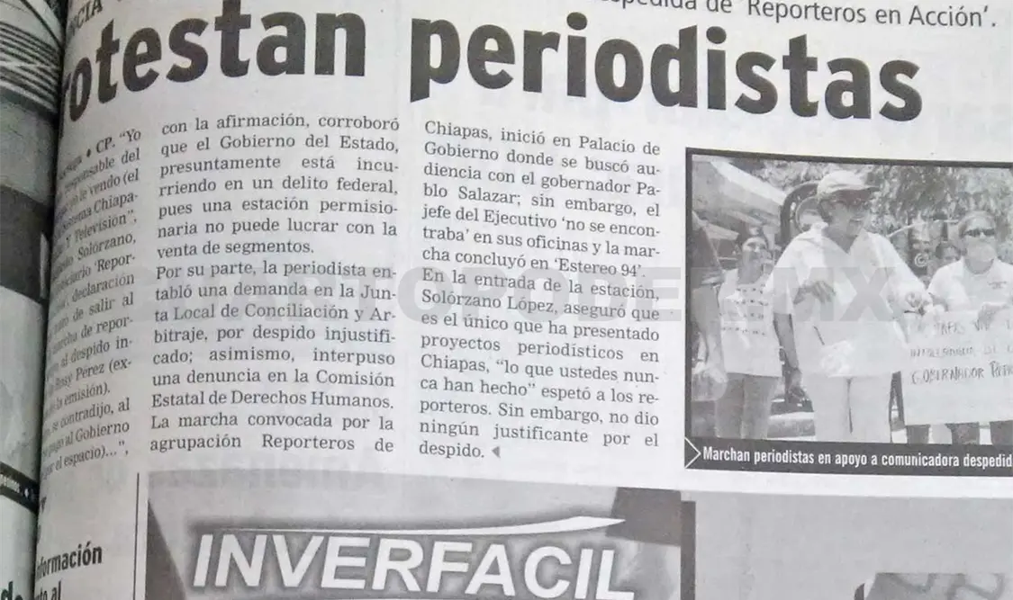 Marcha en protesta por el despido injustificado de Rosy Pérez. CP