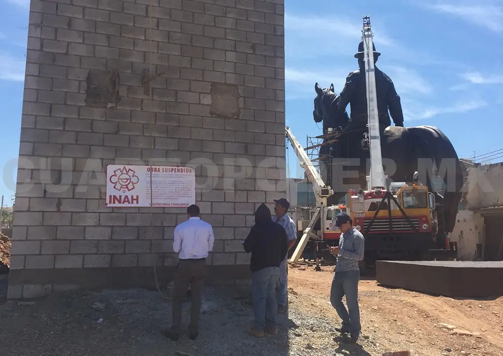 Autoridades locales amplían una plaza en la que colocarían una estatua monumental del revolucionario mexicano, la obra fue suspendida por el INAH. Cortesía