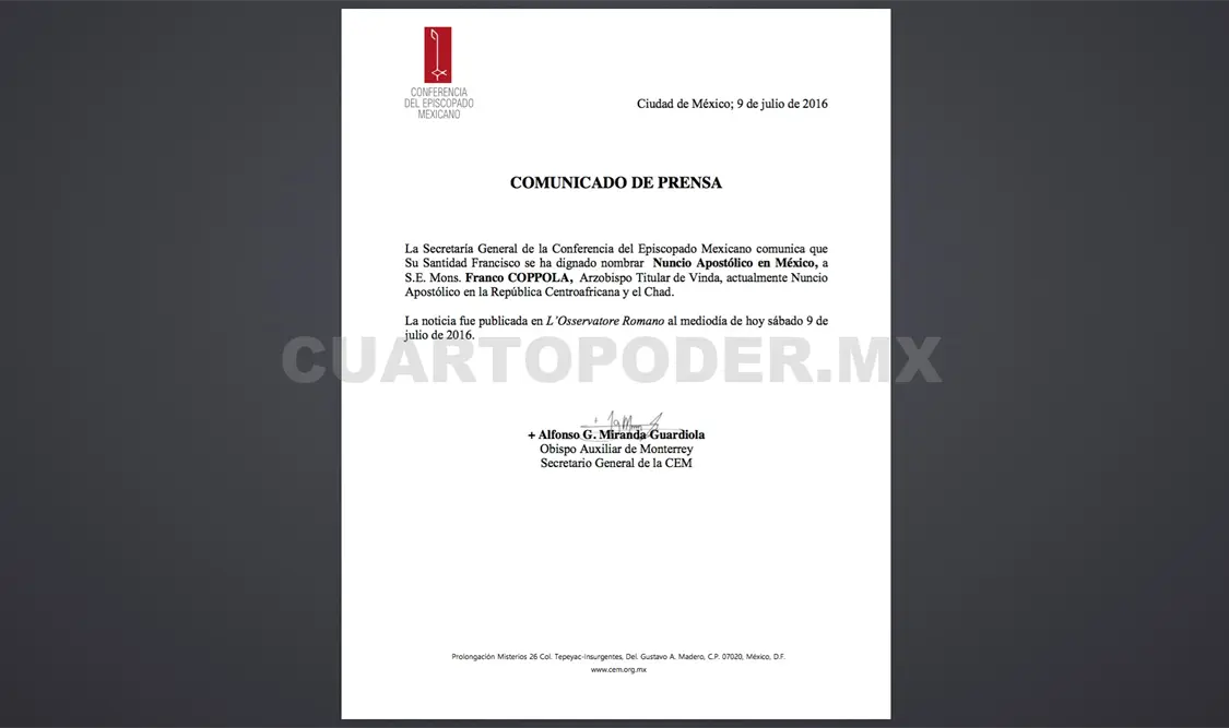 Arzobispo Franco Coppola es designado nuncio apostólico en México