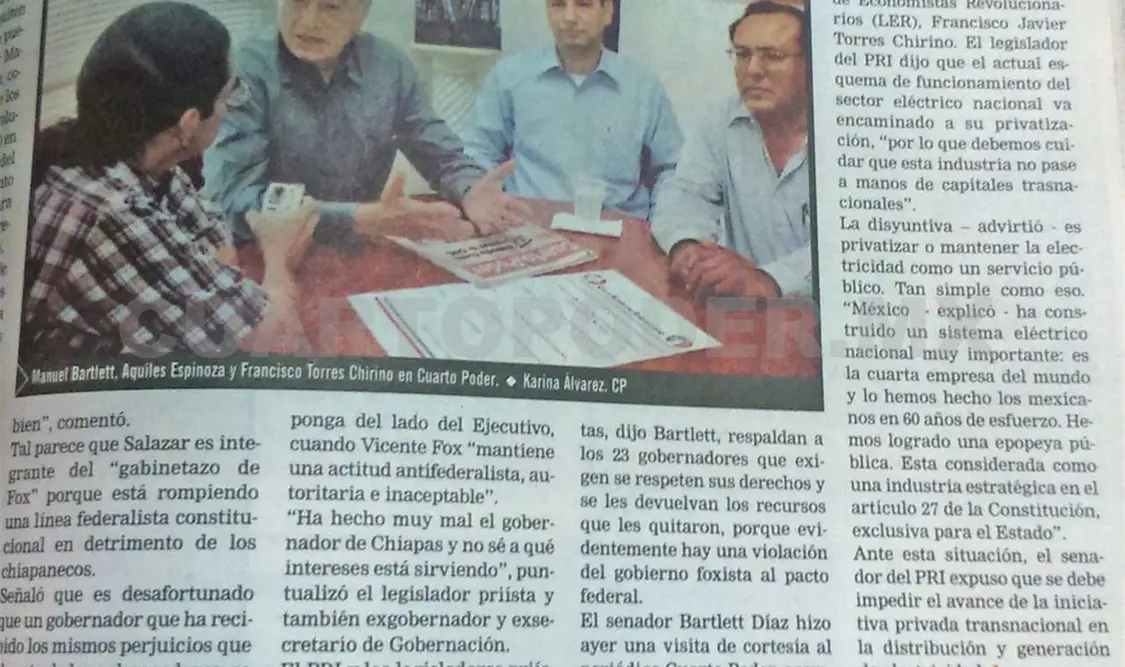 Siniestro pasado: Entreguismo de Pablo Salazar: Bartlett