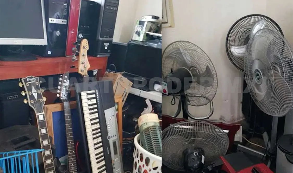 Aparatos eléctricos que la Policía decomisó en Tapachula.