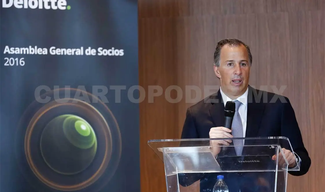 El secretario Meade Kuribreña, participó en la Asamblea de Socios de la empresa Deloitte México. NTX