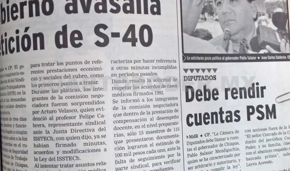 Pablo Salazar vetó la presencia del diputado Alvarado Cook, quien arribaría al estado para una reunión de legisladores. CP