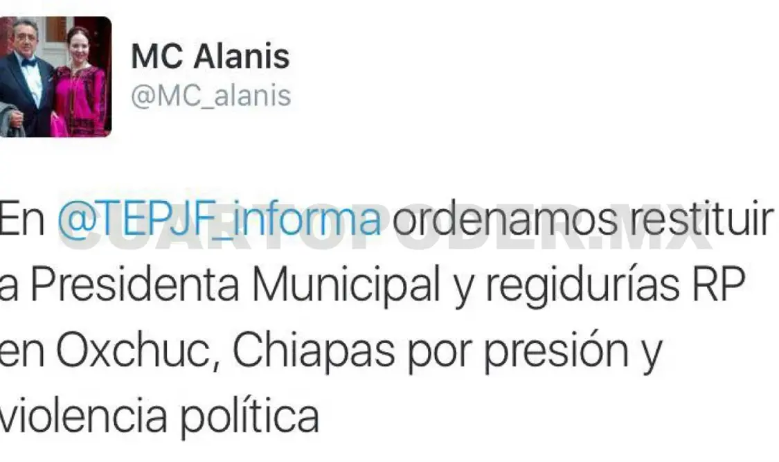 Ordenan restituir a alcaldesa de Oxchuc
