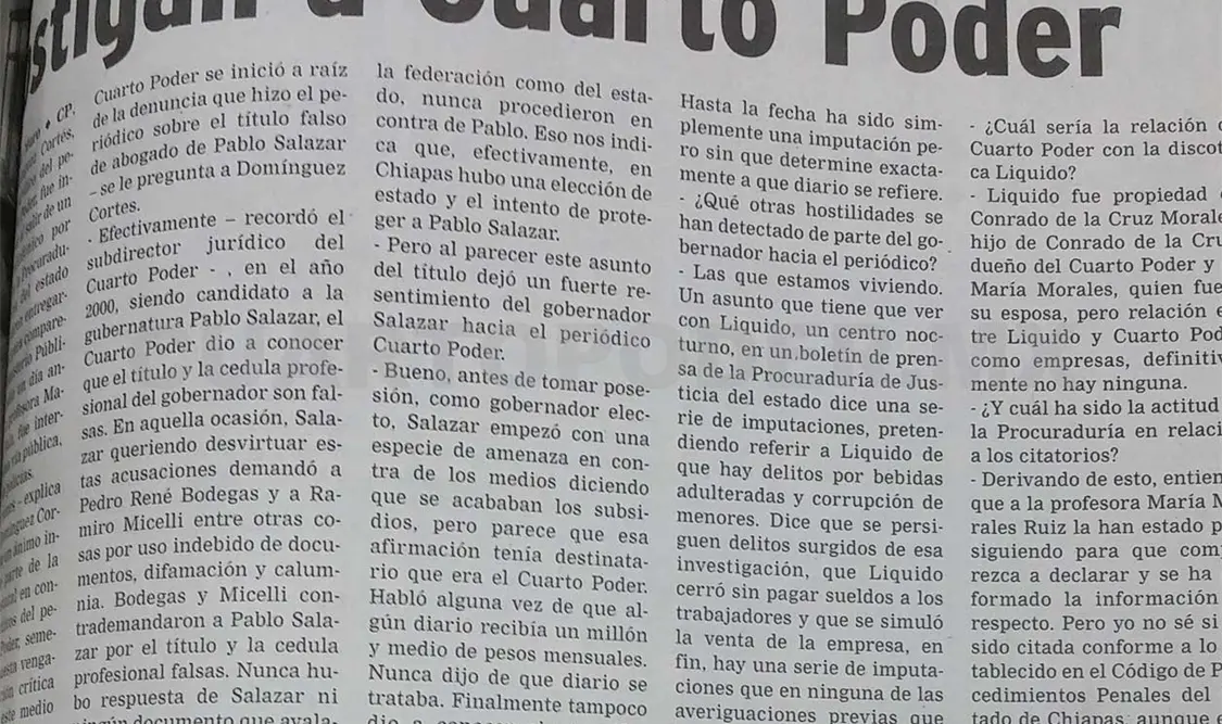 El hostigamiento que está sufriendo Cuarto Poder se inició a raíz de la denuncia que hizo este medio informativo. CP