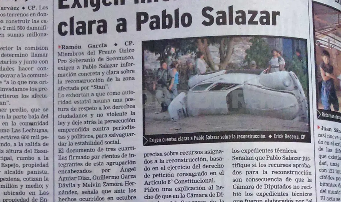 Afectados exhortaron al gobernador Pablo Salazar a que como autoridad estatal asuma una postura de respeto a los derechos ciudadanos. Ramón García / CP