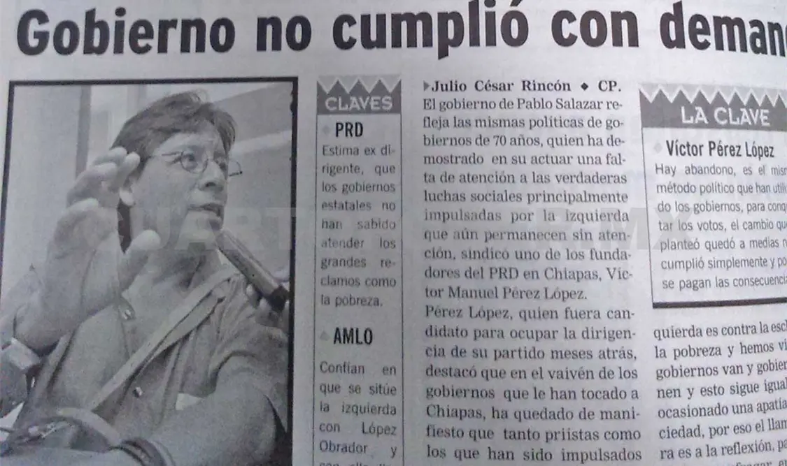 Exdirigente perredista resalta deficiencias. CP
