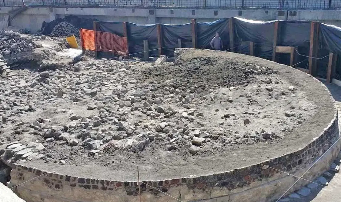 El templo prehispánico es dedicado al dios Ehécatl-Quetzacóatl. Cortesía