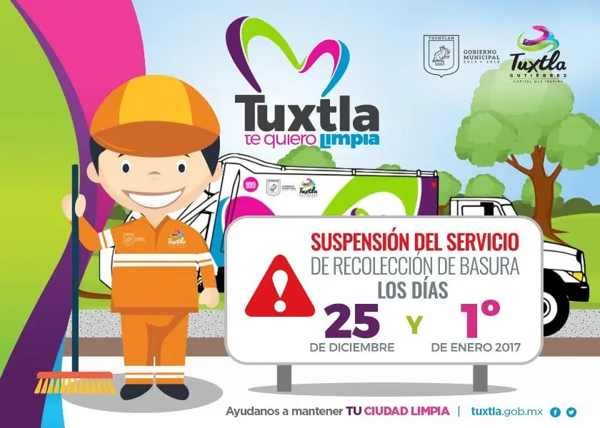 Anuncia Ayuntamiento de Tuxtla suspensión de recolección de basura