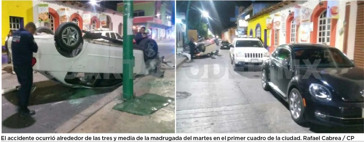 Aparatosa volcadura en el Centro