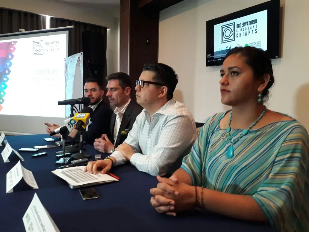 Aspecto del evento donde integrantes del Observatorio Ciudadano de Chiapas dieron conocer las incidencias delictivas en Chiapas durante el 2016. Guillermo Ramos / CP