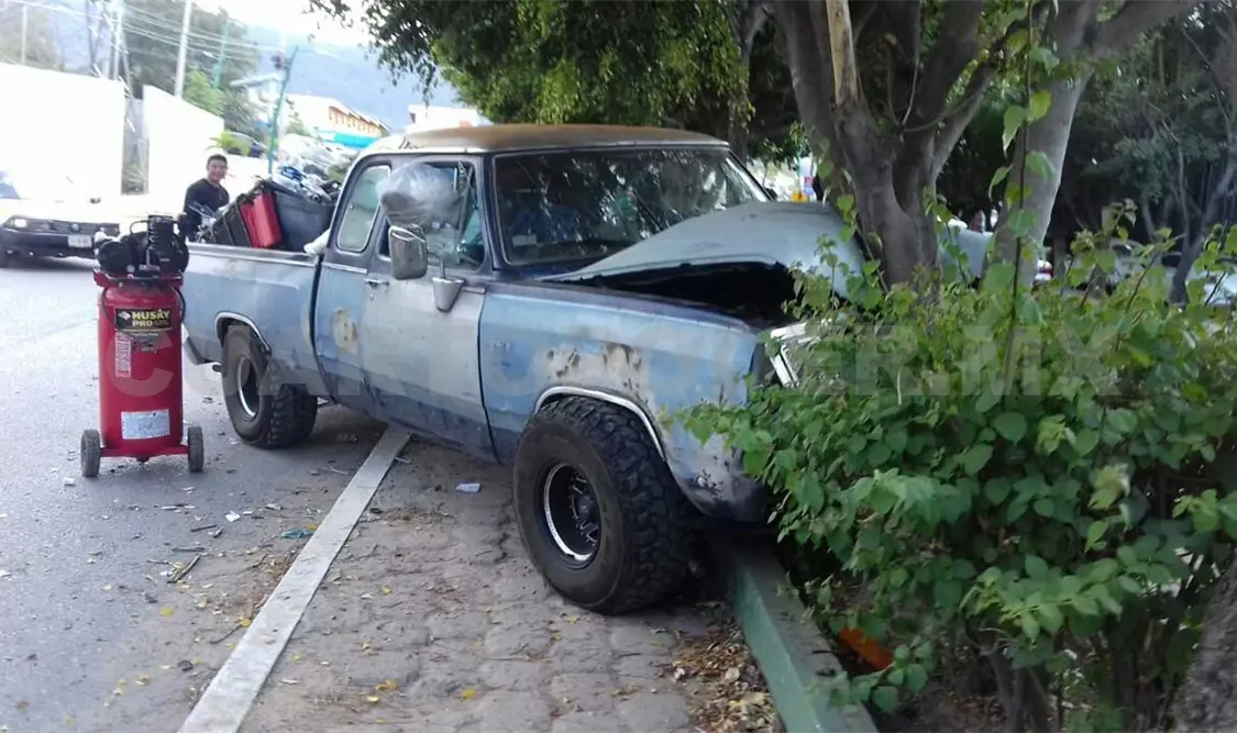 Impacta su camioneta contra árbol en vía rápida