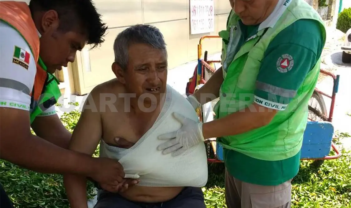 Podador cae de cabeza al suelo