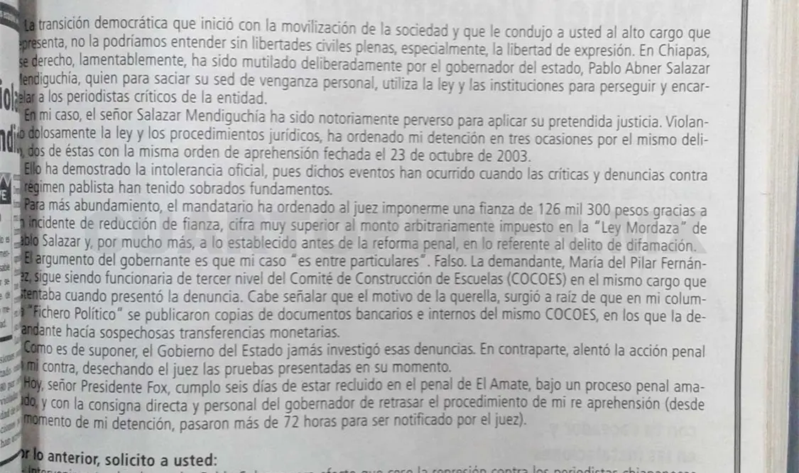 Siniestro pasado: Solicitud - Mario Ksherato expresa su situación al expresidente Vicente Fox
