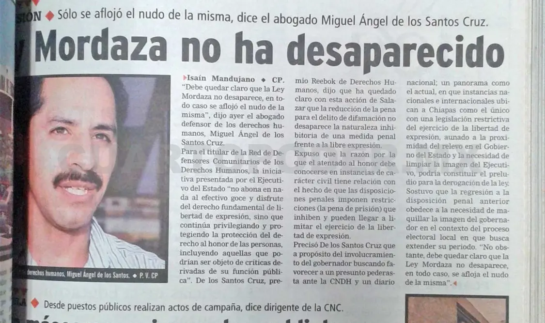 Siniestro Pasado: “Ley Mordaza” continúa sin ser derogada en el estado