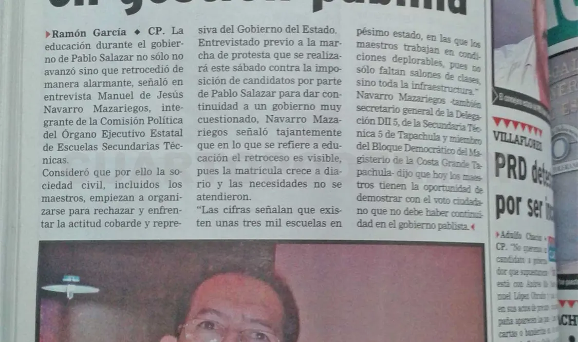 Siniestro pasado: Retraso educativo en gestión de Pablo Salazar