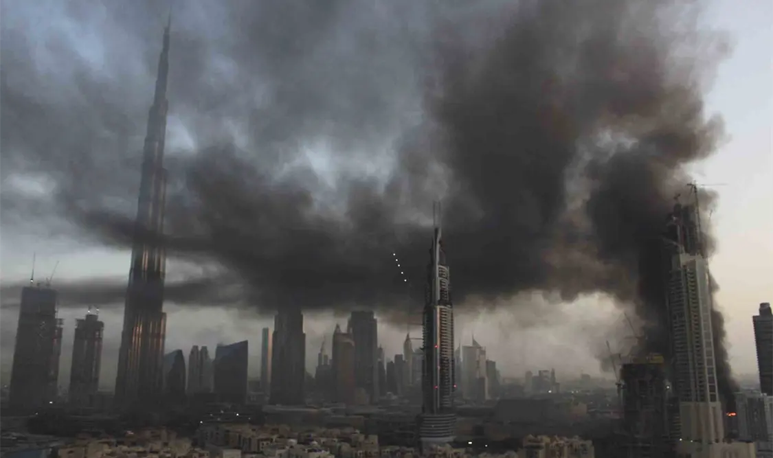Incendio en Dubai cerca del rascacielos más alto del mundo deja cuatro heridos