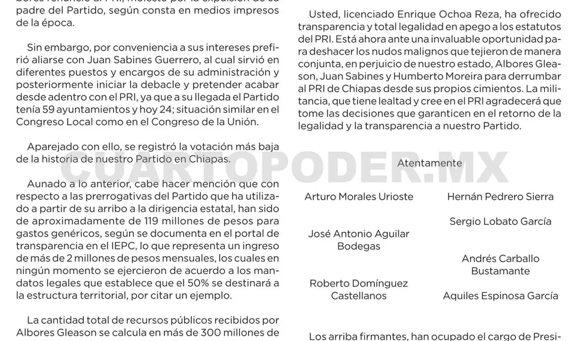 Distinguido Señor Presidente: