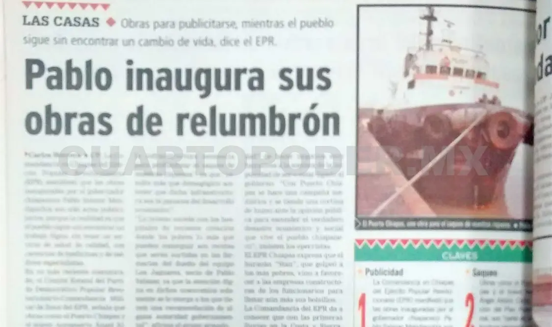 Siniestro pasado: Pablo inaugura sus obras de relumbrón