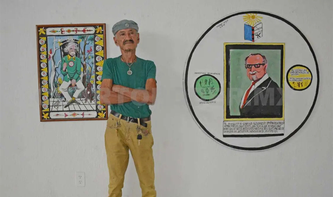 El maestro Rafael Corzo al costado de Albert Eisten y Aleksandr Oparin. Darwin Mendoza