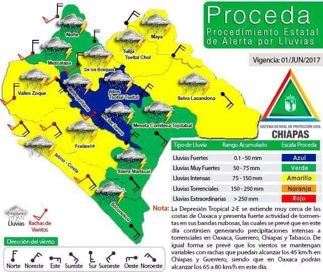 Se activa Alerta Amarilla en Chiapas