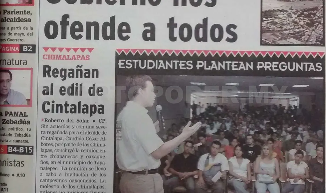 Aspecto de la portada publicada el día jueves 4 de mayo de 2006. CP