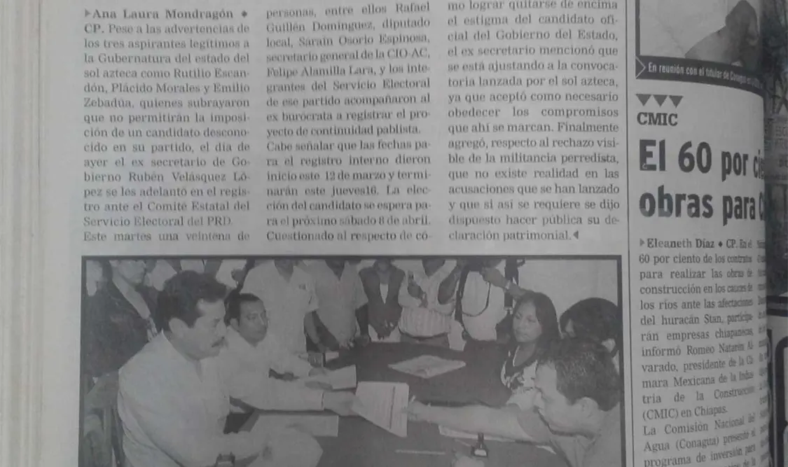 Siniestro pasado: Registran en el PRD proyecto pablista