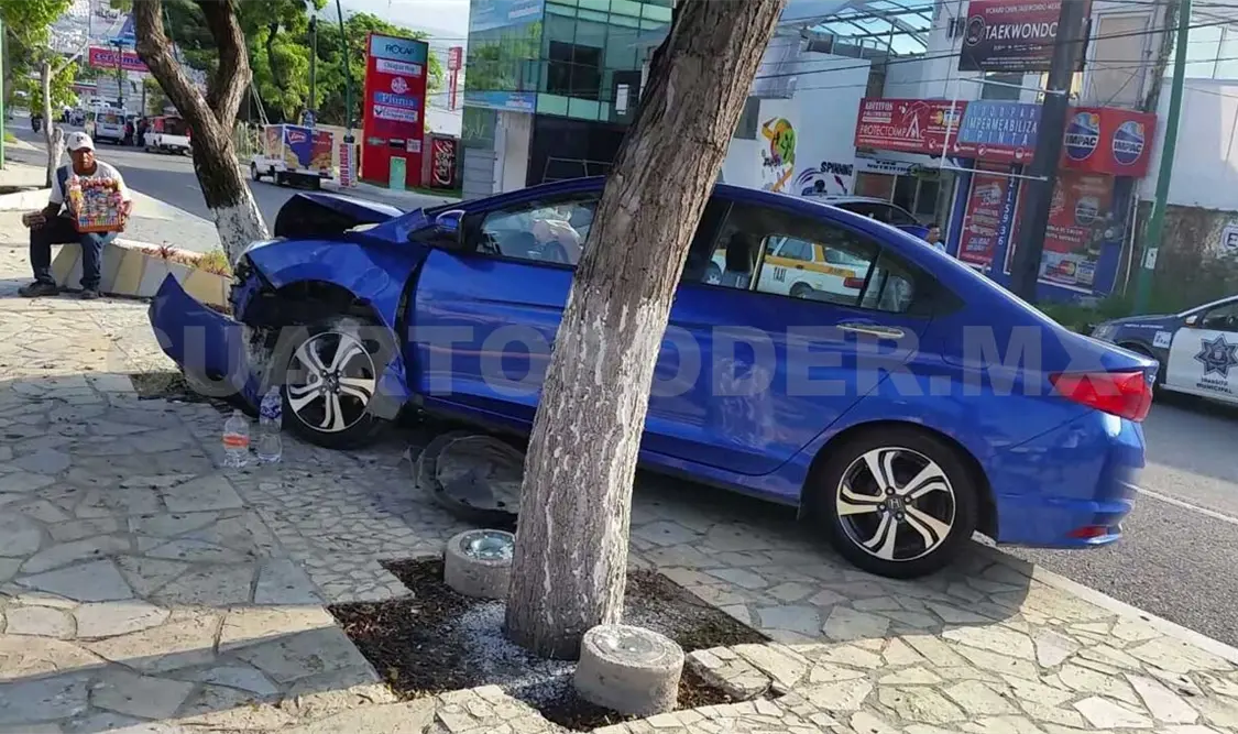 Colectivo lo impacta y se estrella contra árbol