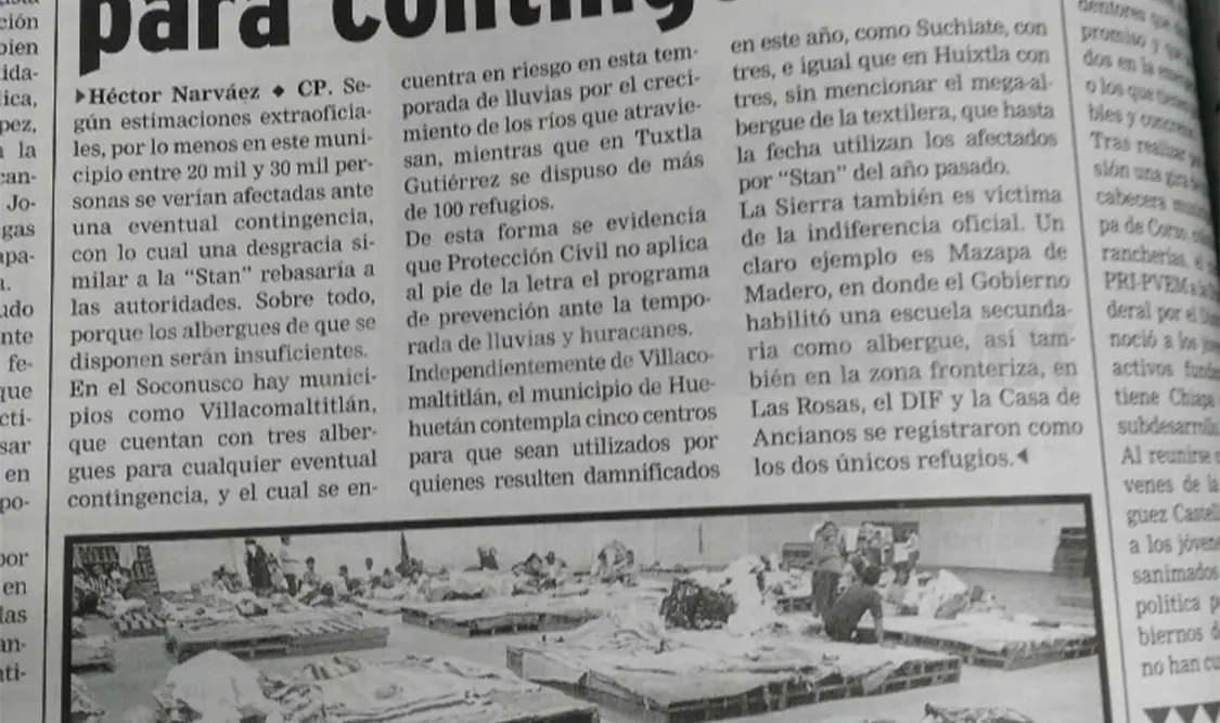 Siniestro pasado: Albergues escasos para contingencias